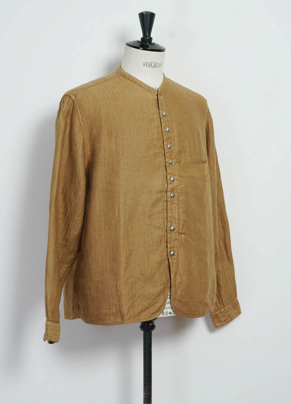 KAPITAL PENNY SHIRT | Gauze Linen Herringbone Shirt | Gold - Image 2