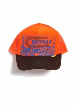 KAPITAL CENTURY DENIM COATING SERVICE | Trucker Cap | Orange/Brown