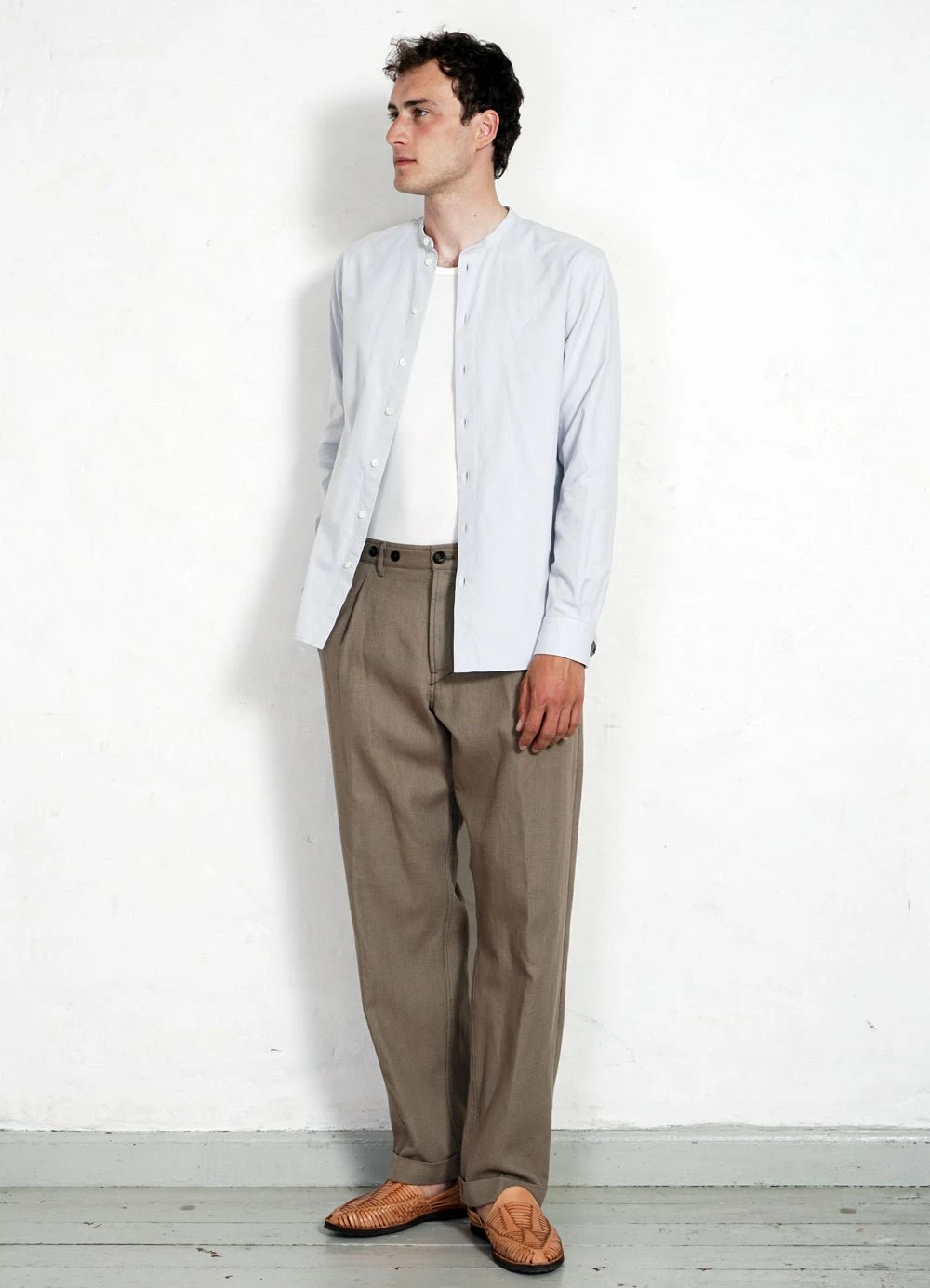 HANSEN GARMENTS ANTE | Collarless Shirt | Silver - Image 2