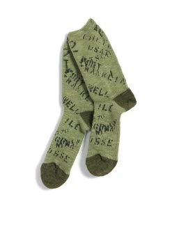 KAPITAL ARMY | 96 Yarns Graffiti Hole-Punched Socks | Khaki