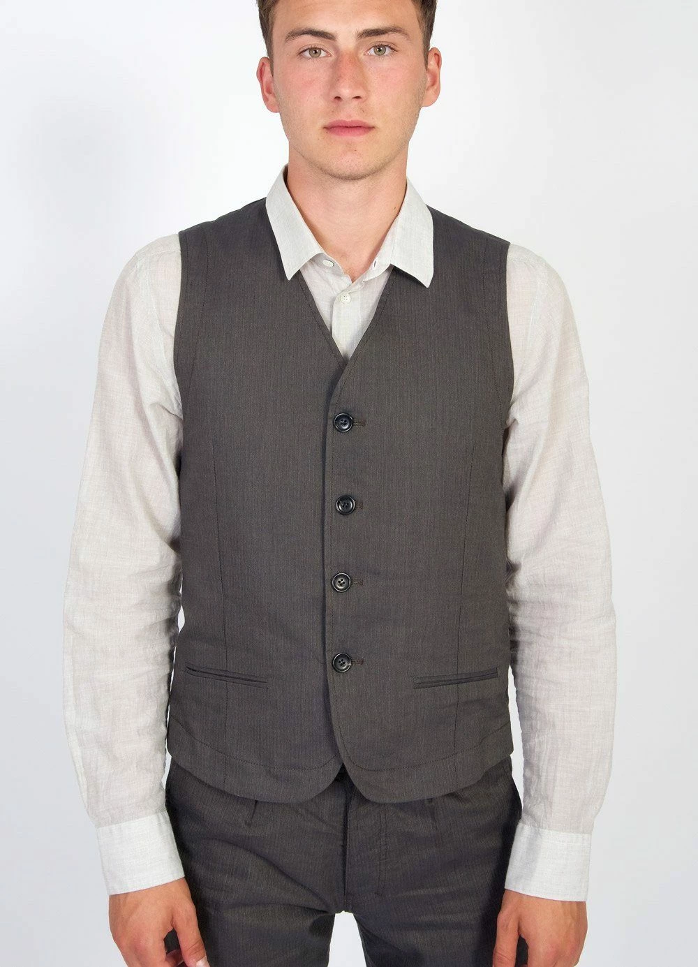 HANSEN GARMENTS DANIEL | Four Button Waistcoat | Khaki - Image 2