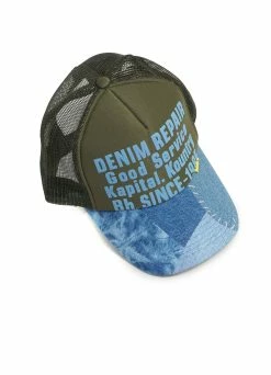 KAPITAL DENIM REPAIR SERVICE | Trucker Cap | Dark Green