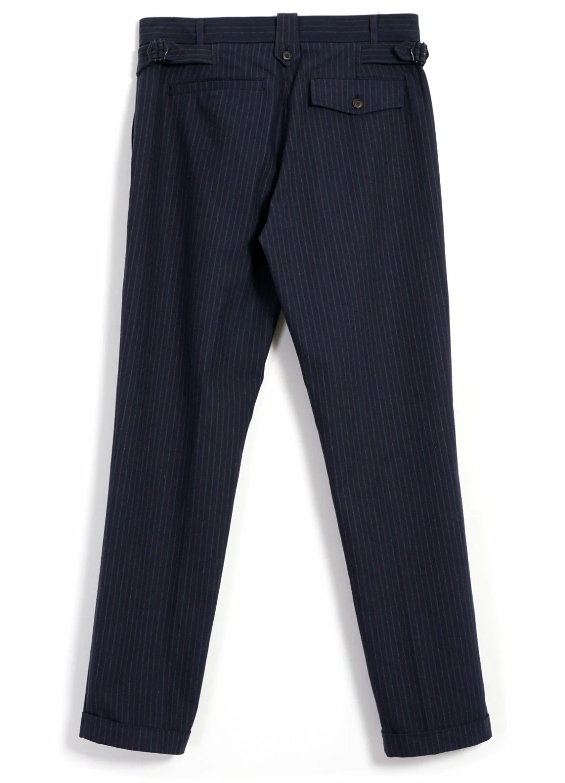 HANSEN GARMENTS FINN | Side Buckle Regular Trousers | Blue Pin - Image 7