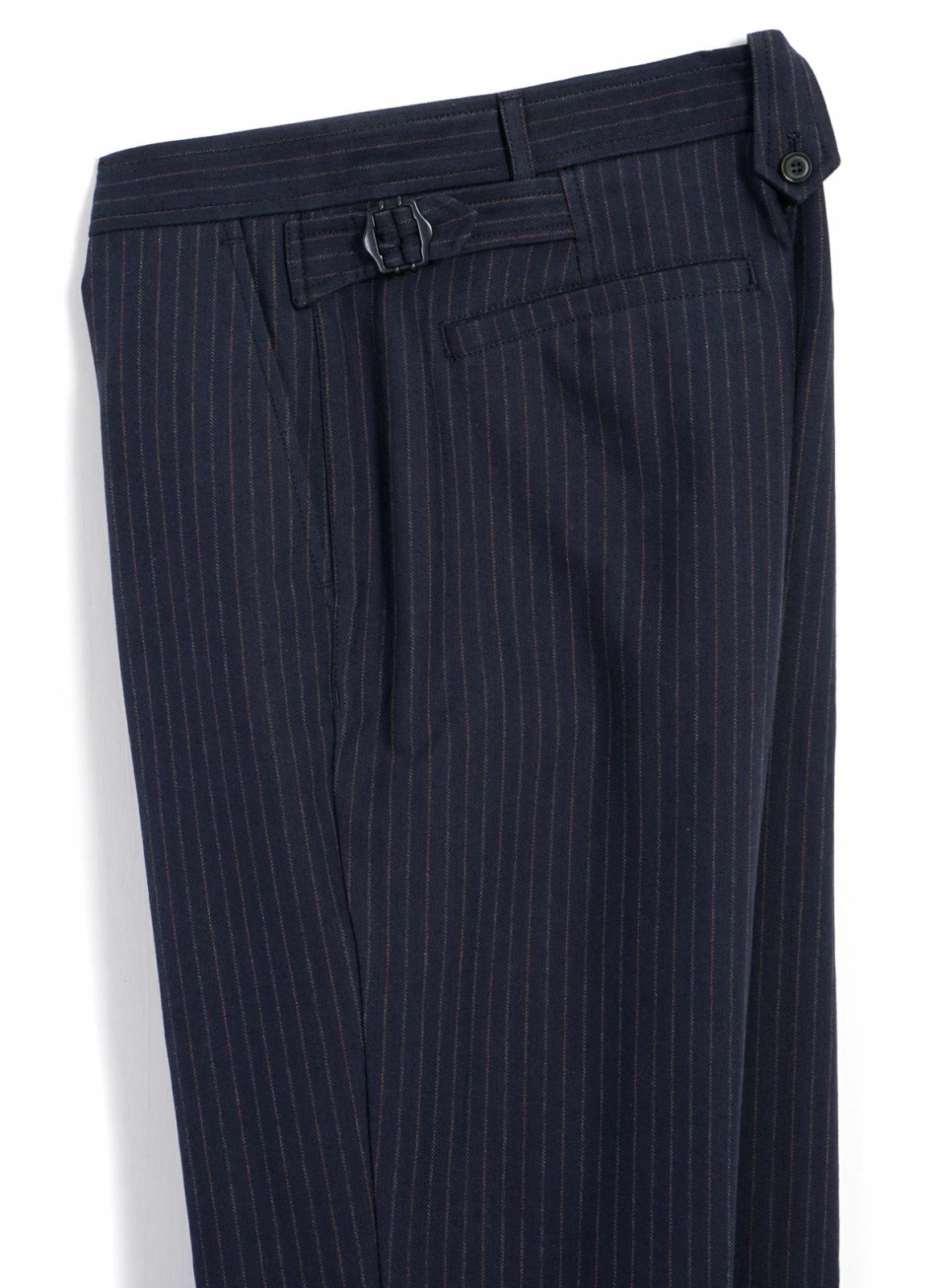 HANSEN GARMENTS FINN | Side Buckle Regular Trousers | Blue Pin - Image 6