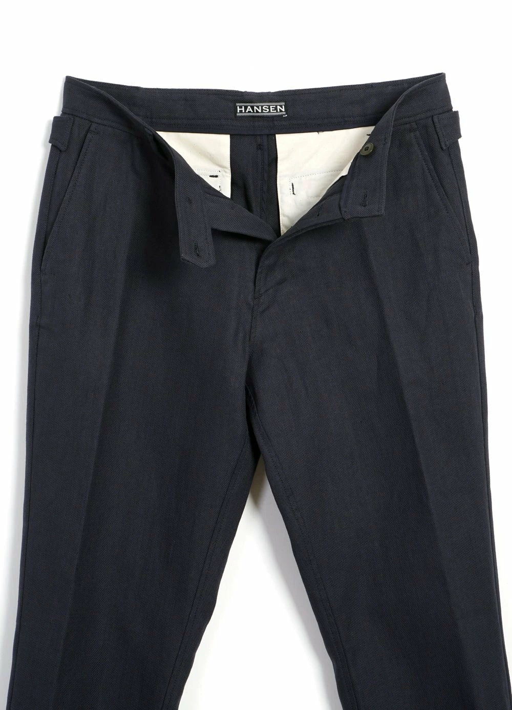 HANSEN GARMENTS FINN | Side Buckle Regular Trousers | Dark Blue - Image 6