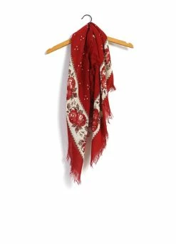KAPITAL PERSIMMON | Large Bandana Fringe Stole | Red
