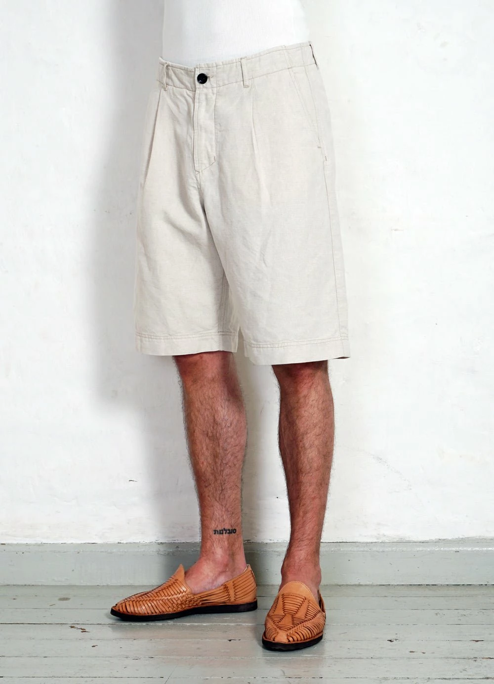 HANSEN GARMENTS ROBIN | Super Wide Pleated Shorts | Flax Nature - Image 3