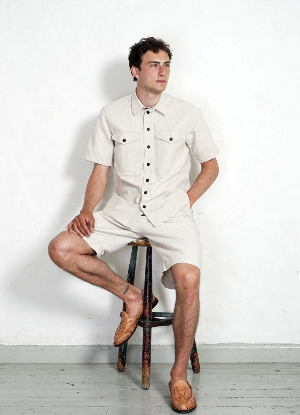 HANSEN GARMENTS ROBIN | Super Wide Pleated Shorts | Flax Nature - Image 6