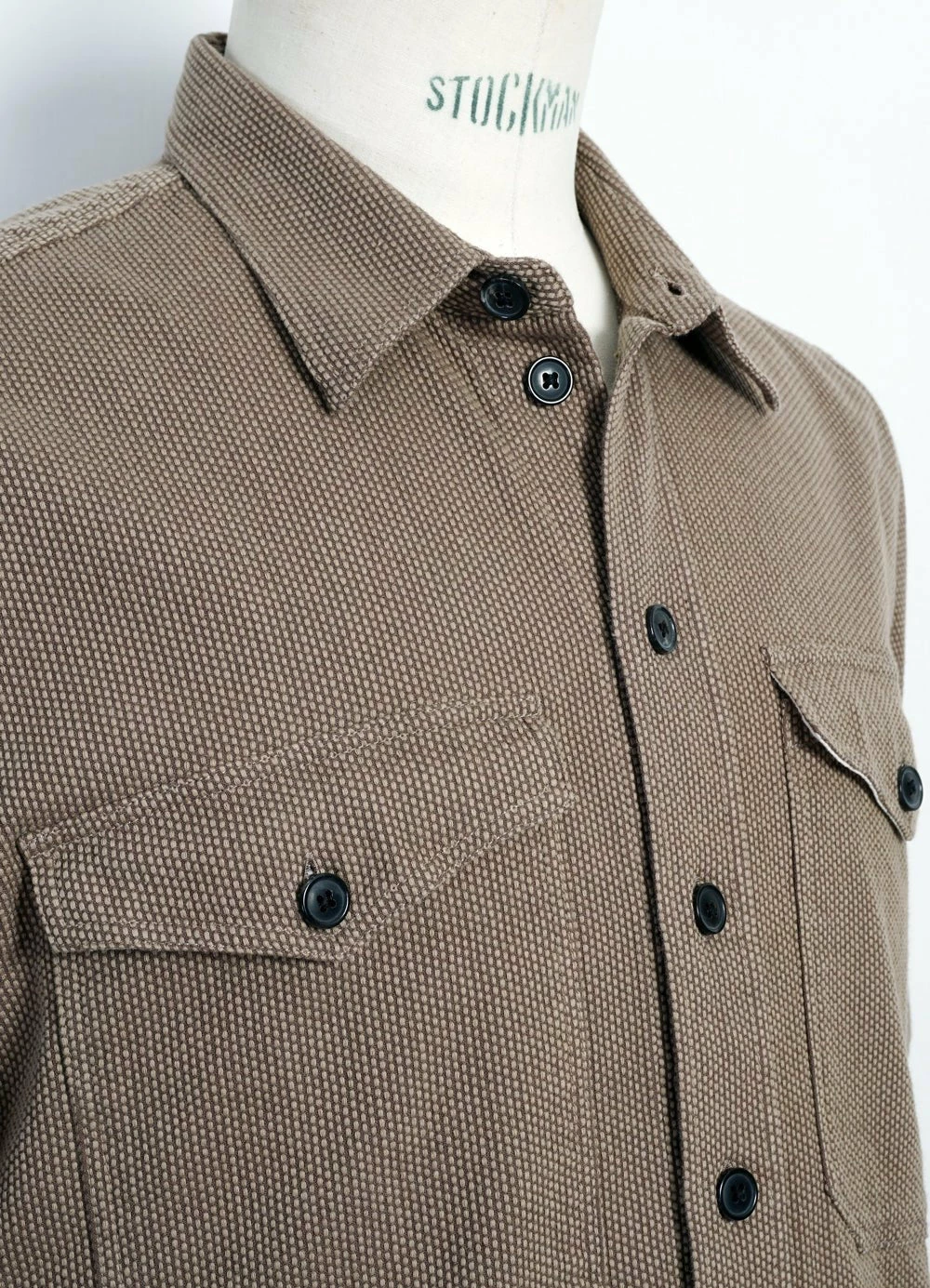 HANSEN GARMENTS VILLY | Short Sleeve Shirt | Khaki Sashiko - Image 5