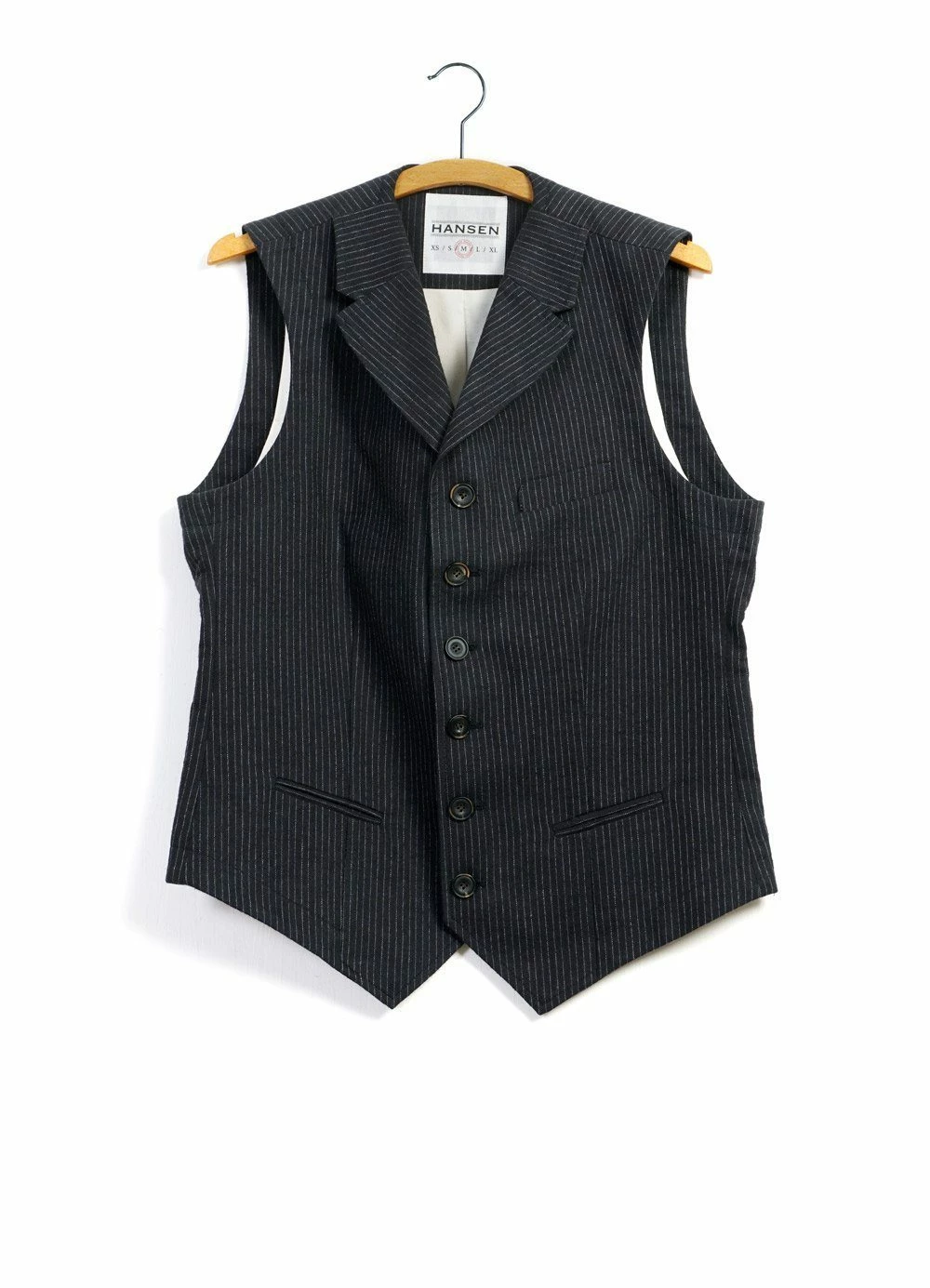 HANSEN GARMENTS WILLIAM | High Lapel Waistcoat | Black Pin