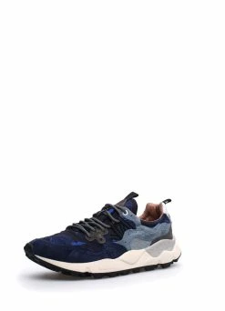 Flower Mountain YAMANO 3 | Suede & Canvas Sneaker | JP Print Navy/Black